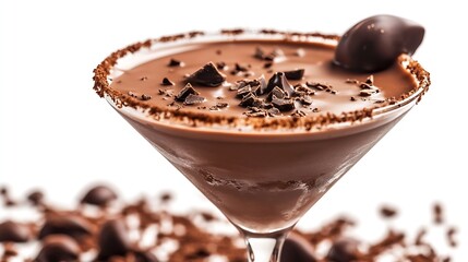 Poster - chocolate martini isolated on white background with chocolate on the rim : Generative AI