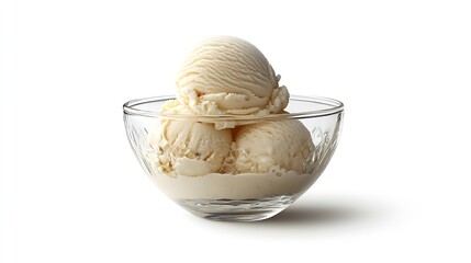 Poster - Glass dessert bowl with tasty vanilla ice cream isolated on white : Generative AI