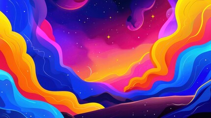 Canvas Print - Explore mesmerizing space scenes with sleek illustrations that highlight the vastness and beauty of the cosmos.