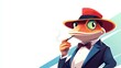© CrazyJuke - A charming frog in a tuxedo, complete with a hat, smokes gracefully in a playful, textured art style.