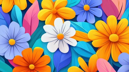 Sticker - Vibrant modern art illustration showcasing bold flowers and stunning textures, perfect for decor lovers and art aficionados.