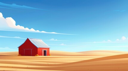 Sticker - Experience a bright cartoon barn with towering windows that showcase stunning scenery and a vibrant, airy vibe.