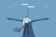 © wenich - Business decisions or choices, Finding the right direction, Business opportunities or paths to success, Using vision to decide the path ahead, Businessman are choosing a business path. Vector design.