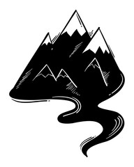 Poster - Png mountain cartoon doodle hand drawn sticker