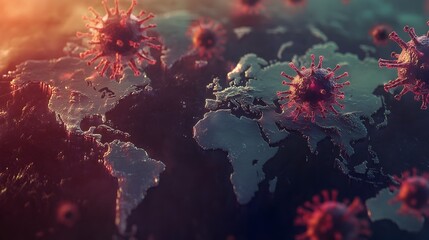 Poster - digital showcasing the widespread impact and global reach of the flu virus with ample space for addi