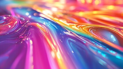 Aufkleber - A complex interplay of rainbow colors creates a liquidlike abstraction on a 3d glass surface with warped and stretched light : Generative AI