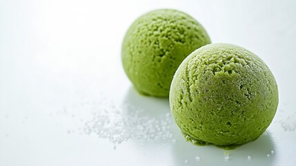 Aufkleber - Green Tea Matcha Mochi Ice Cream on a White Background : Generative AI