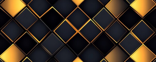 Wall Mural - Abstract Geometric Pattern with Gold Accents, Black, Gold, Diamond, Minimalism