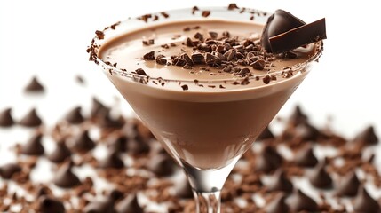 Poster - chocolate martini isolated on white background with chocolate on the rim : Generative AI