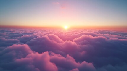 Aufkleber - Ideal for Sky replacement project Panoramic colorful pinkorangeblue dramatic sky with clouds  illuminated by red sunset aerial photography far horizon without obstacles : Generative AI
