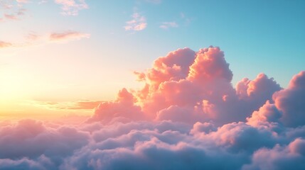Poster - Beautiful sky over clouds at sunset time : Generative AI