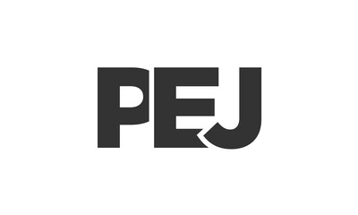 Poster - PEJ logo design template with strong and modern bold text. Initial based vector logotype featuring simple and minimal typography. Trendy company identity.