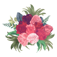 Rose bouquet png illustration, transparent background