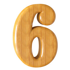 Wooden 3D Number 6