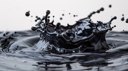 Fluid Organic Shapes: Ink Droplets in Motion on White Background