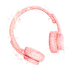 Canvas Print - Glittery pink wireless headphone design element