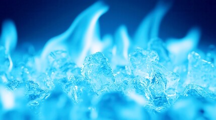 Poster - Blue Flame in Open Space, an intense blue flame dances freely against a dark backdrop, showcasing the power and beauty of fire in an expansive and unconfined environment