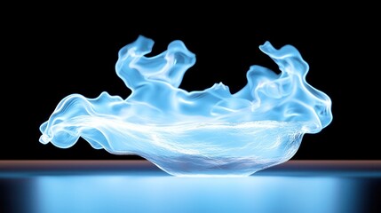 Poster - Blue Flame in Open Space, a vivid display of a blue flame dancing freely in an expansive setting, showcasing its vibrant hues against a contrasting background.