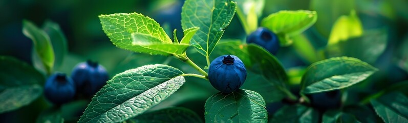 Poster - Green leaves of blueberry. 