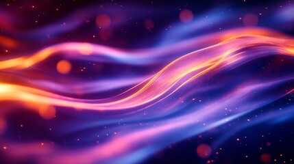 Aufkleber - A mesmerizing interplay of vivid purple and deep blue hues intertwined with ethereal fiery orange streaks resembling cosmic waves in an abstract artistic composition : Generative AI