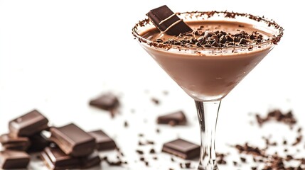 Poster - chocolate martini isolated on white background with chocolate on the rim : Generative AI