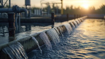 Poster - Industrial water management system employing sustainable water use practices to minimize waste and conserve resources. copy space for text.