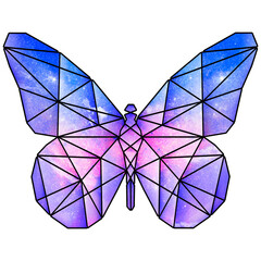 Poster - Purple galaxy patterned geometrical shaped butterfly sticker design element