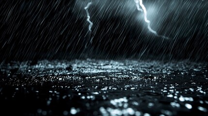 Wall Mural - lightning by the rain, black sky background 