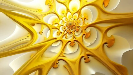 Wall Mural - yellow wave fractal line geometry abstract background illustration, minimal geometric pattern, dynam