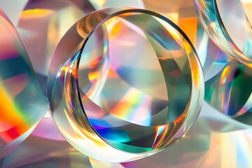 Poster - Abstract bands of light bend into colorful and playful shapes, casting beautiful reflections and vibrant hues, creating a lively and creative visual experience of modernism.