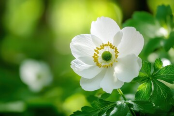 Wall Mural - White Flower in Green Foliage