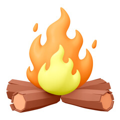 Canvas Print - Bonfire png sticker, cute 3D cartoon transparent background