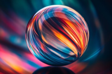 Poster - A glowing sphere featuring swirling patterns of blue and orange colors, radiating vibrant light, creating a dynamic and visually striking abstract artwork.