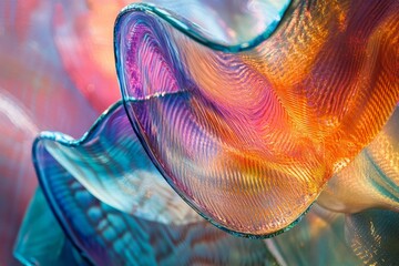 Leinwandbilder - This image features vibrant, undulating waves of colored glass, creating a dynamic and visually rich composition with deep, mesmerizing hues and intricate textures.
