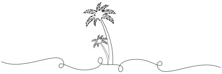 Line art coconut tree illustration backgraund