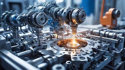 Poster - generic industrial machinery close up. industry and advanced technology concept.