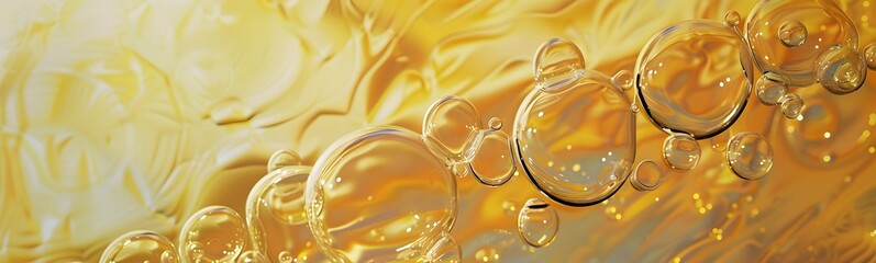 Wall Mural - golden yellow bubble oil. 