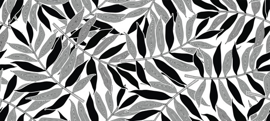 Wall Mural - Abstract floral palm leaves seamless pattern.