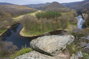 Wall Mural - Landscape with river Thaya from Uberstieg, National park Thayatal , Lower Austria, Austria