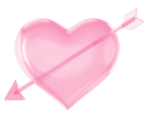 Sticker - Pink arrow png through heart, transparent background