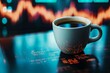 © Mikki Orso - Coffee cup on digital stock market graph background in professional photography shot