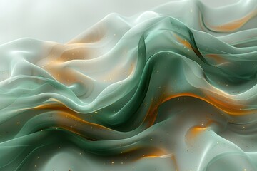 Wall Mural - A green and orange fabric with a wave pattern