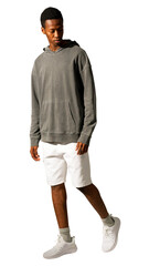 Poster - Man png mockup in gray hoodie street fashion full body