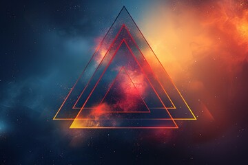 Wall Mural - A colorful space background with a triangle in the middle