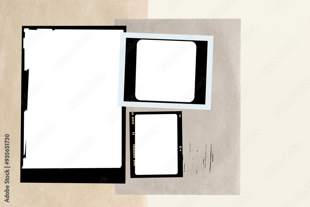 Vintage analog film frames png aesthetic collage Stock Illustration ...