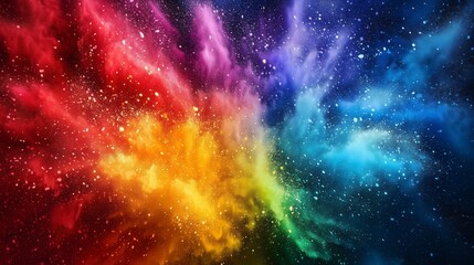 a swirling abstract background of vibrant colors and sparkling lights, resembling a colorful nebula 