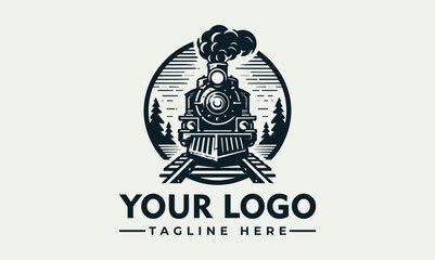 Poster - Retro steam locomotive vector logo illustration