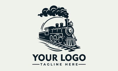 Canvas Print - Retro steam locomotive vector logo illustration