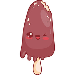 Wall Mural - Cute Chocolate ice cream on stick character