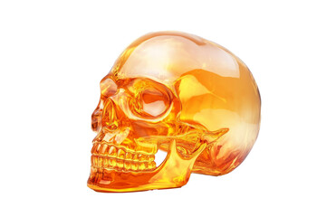 Sticker - 3D glass skull with glowing Halloween themed details isolated on transparent background 